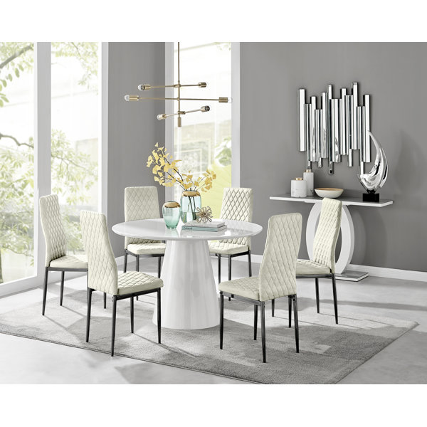 Grey round dining table set for 6 hot sale